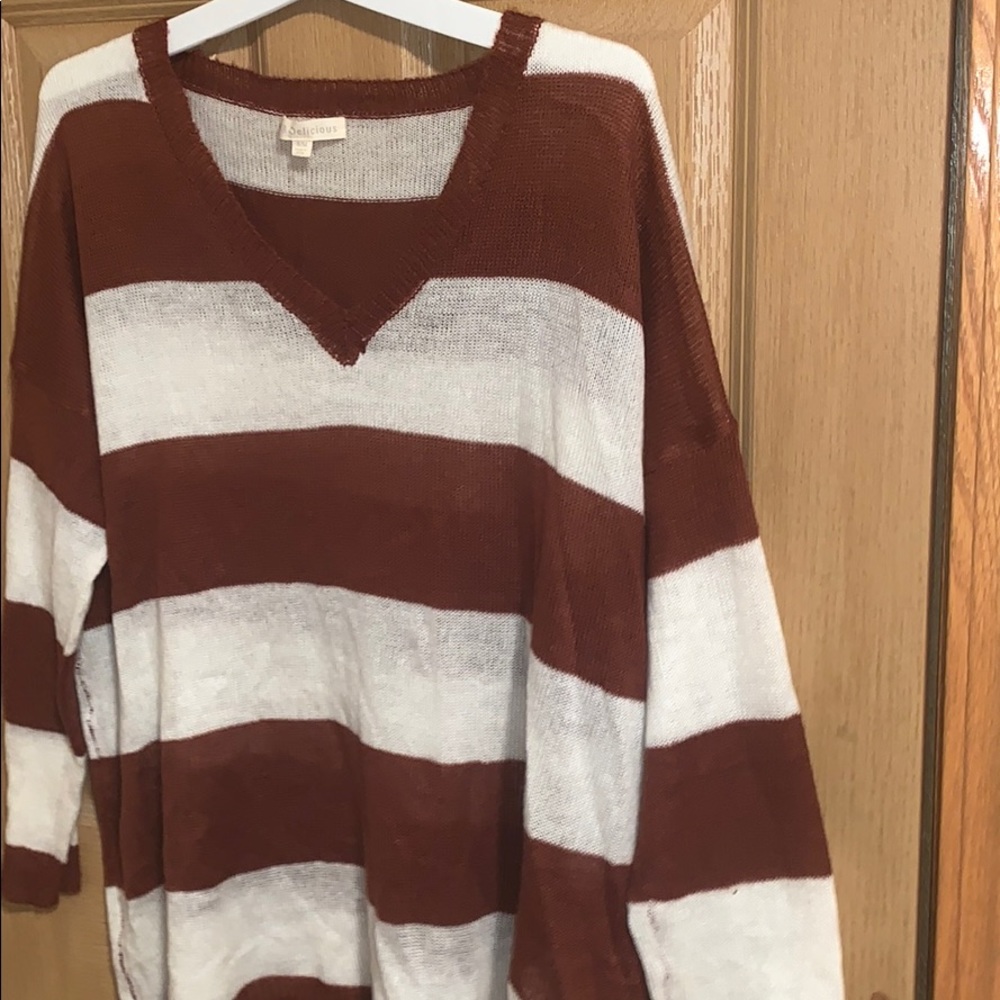 Oversized knit v neck sweater